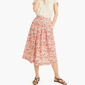 J. Crew Pink Floral Midi Skirt
